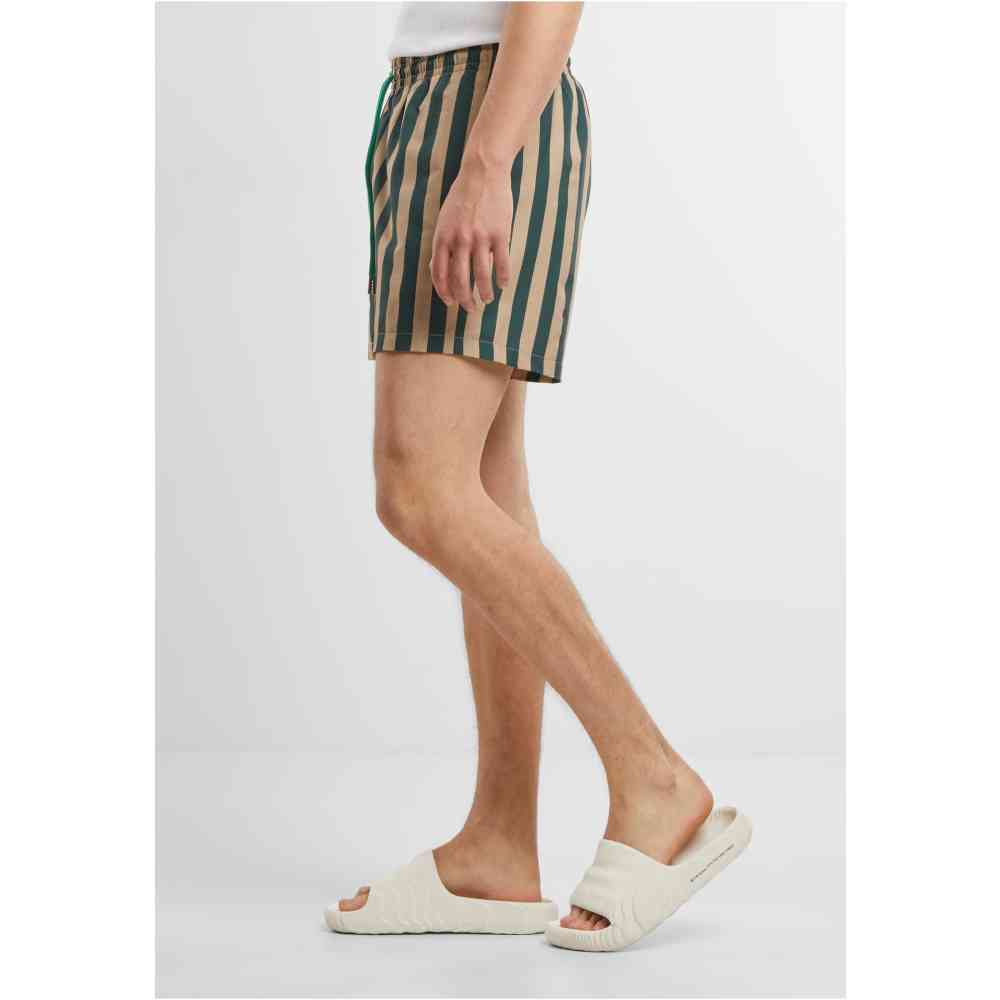 Urban Classics - Striped Seersucker Swim shorts - Green/Beige